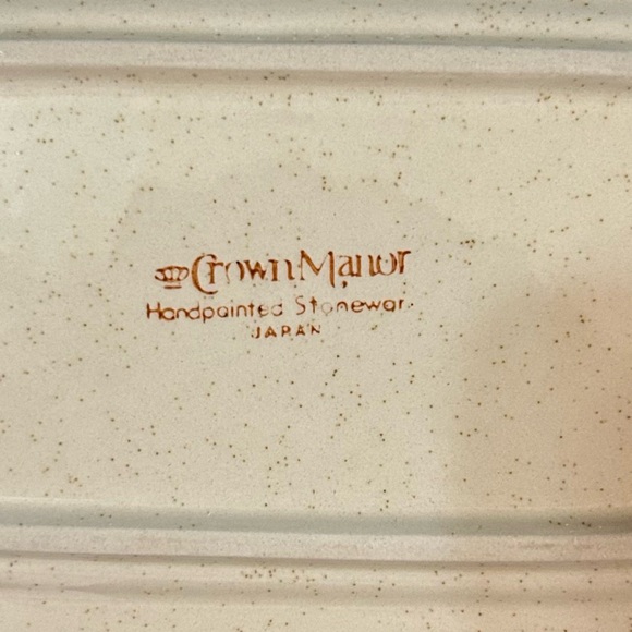 Vintage Crown Manor Handpainted Stoneware Butter Dish Japan Speckled Beige Brown - Picture 5 of 8